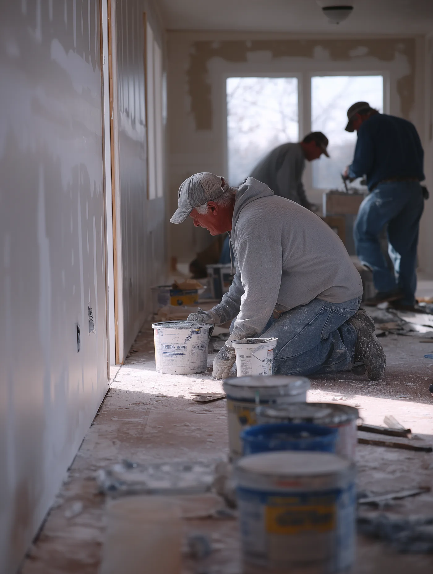Atelya ploeg aan het werk — renovatie sociale woning